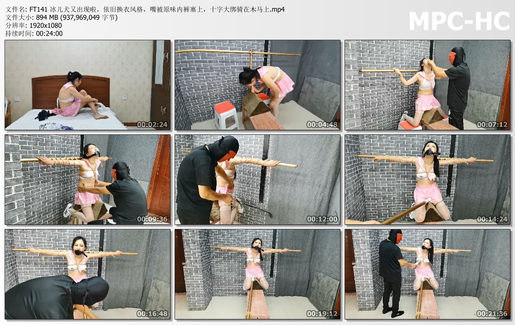 FT141 冰儿犬又出现啦，依旧换衣风格，嘴被原味内裤塞上，十字大绑骑在木马上.mp4_thumbs.jpg