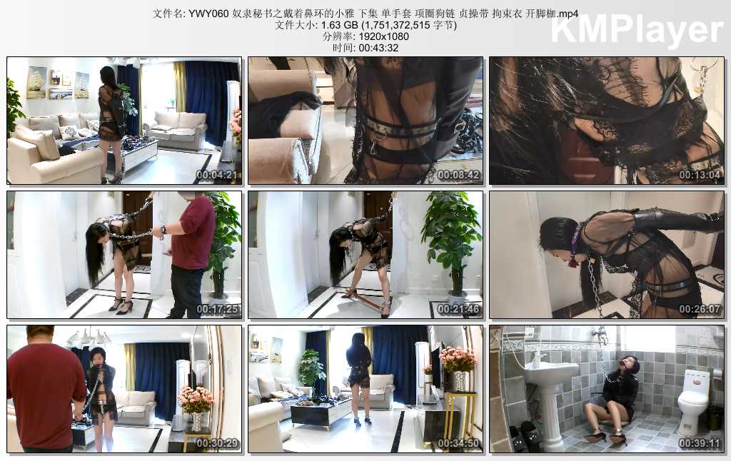 YWY060 奴隶秘书之戴着鼻环的小雅 下集 单手套 项圈狗链 贞操带 拘束衣 开脚枷.mp4_th.jpg