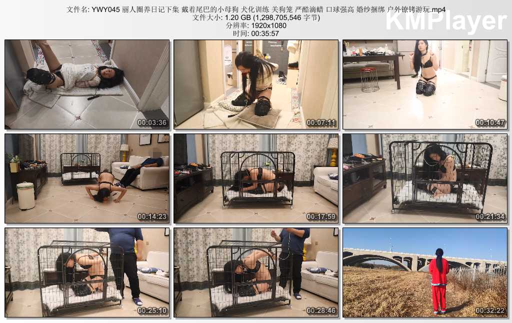 YWY045 丽人圈养日记下集 戴着尾巴的小母狗 犬化训练 关狗笼 严酷滴蜡 口球强高 婚纱.jpg