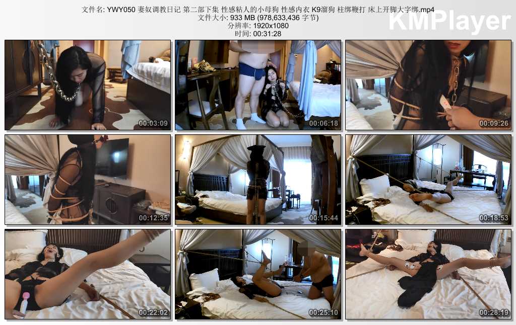 YWY050 妻奴调教日记 第二部下集 性感粘人的小母狗 性感内衣 K9溜狗 柱绑鞭打 床上开.jpg