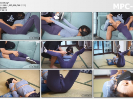 象人工作室_瑜伽裤小0掰腿绑起来开始电击刺激伺候