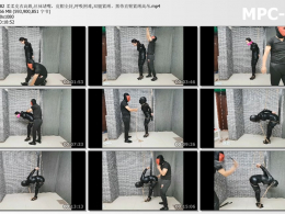 HD飞天原创_柔柔皮衣高跟 丝袜堵嘴 皮帽全封 呼吸困难 双腿紧缚 黑带直臂紧缚高吊