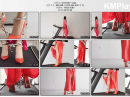 高跟遇到跑步机_性感睡裙红高跟手铐脚镣与无线TD、金属GS、电击器、电动BB在跑步机上