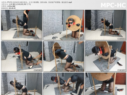 HD飞天原创_柔柔奴鼻勾锁住鼻孔 大号口球堵嘴 园形木枷 拘束架严密禁锢 随边虐打