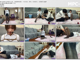 贝特原创_高颜值女神黑丝白领 开腿捆绑放置 口水直流 鼻钩 丝袜套头 美颜破坏