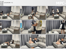 涵涵特辑 涵涵女仆装手铐脚铐自缚打扫卫生 因挡主人看电视被主人戴单手套惩罚