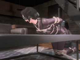 绳艺动画_《悬吊在阁楼的女奴02》对女奴的残酷训练并没有结束 重新被固定在桌子上后又开始了一波又一波的女奴训练