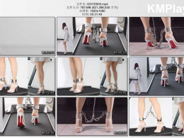 高跟遇到跑步机_超短裙白凉高手脚连铐与无线TD、金属GS、电击器、电动BB在跑步机上