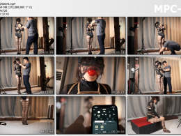 路由工作室_绳模素颜极限紧缚踮脚吊 强制电击 大号口球给虐哭了