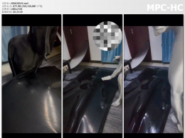 Lebao工作室_黑色油亮紧身衣 真空床调教 乳胶呼吸袋 女友被调教到哭