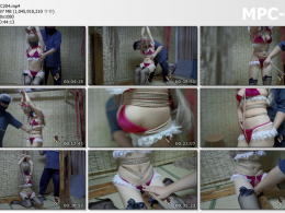 象人工作室_小O纯欲风 股绳折磨为主 细绳勒入体 多股胸缚 前手吊缚 鸭子坐