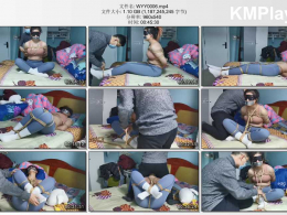 雯莹莹_小雯瑜伽裤粉色运动内衣捆绑，白袜子眼罩胶带封嘴，海老缚挑逗，挠脚心