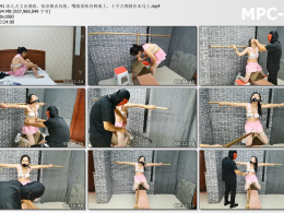 HD飞天原创_冰儿犬又出现啦 依旧换衣风格 嘴被原味内裤塞上 十字大绑骑在木马上