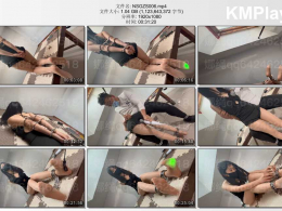 娜绳工作室_青柠被主人折磨教育，青柠乖乖的被主人两幅板铐缚在肘部