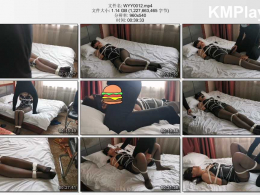 雯莹莹_小雯黑色情趣束腰装+黑丝+龟甲缚调教，双持棒棒QZGC+开口器口J