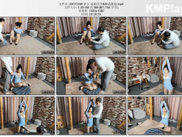 随心原创_伊人 蓝裙吊手&膝盖跪地