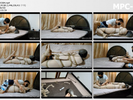 浅浅原创_爽爆的极限驷马 连体衣丝袜套头固定