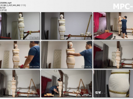 路由工作室_绷带包裹束缚 至今为止紧缚室最严密的束缚造型，绷带包裹麻绳捆在柱子