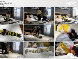 嗷大喵工作室_胶带紧缚 小妹妹胶布欧式紧缚 蒙眼 口球 双腿多节并腿缚 驷马等等放置挣扎