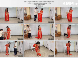 xiao素素_最美红色礼服新娘堵嘴吊绑