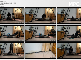 浅浅原创_挣扎无用 下集 单手套 马具型口球 股绳鼻钩 铁链驷马吊缚